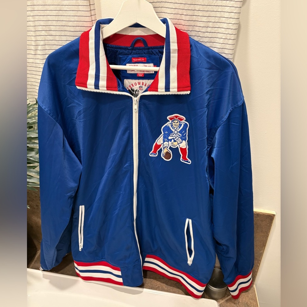 Blue NFL Patriots Jacket with Old School Logo